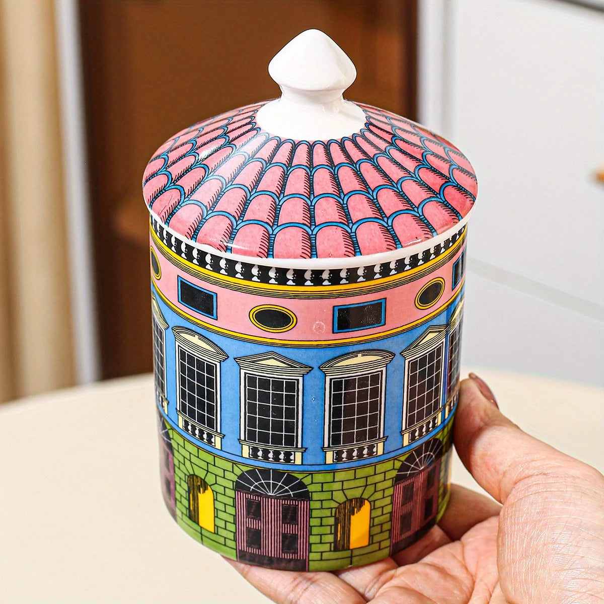 Nordic Inspired Ceramic Storage Jar with Lid Kitchen Dining Container for Coffee Beans Tea Flour Sugar Bottle Kitchen Storage