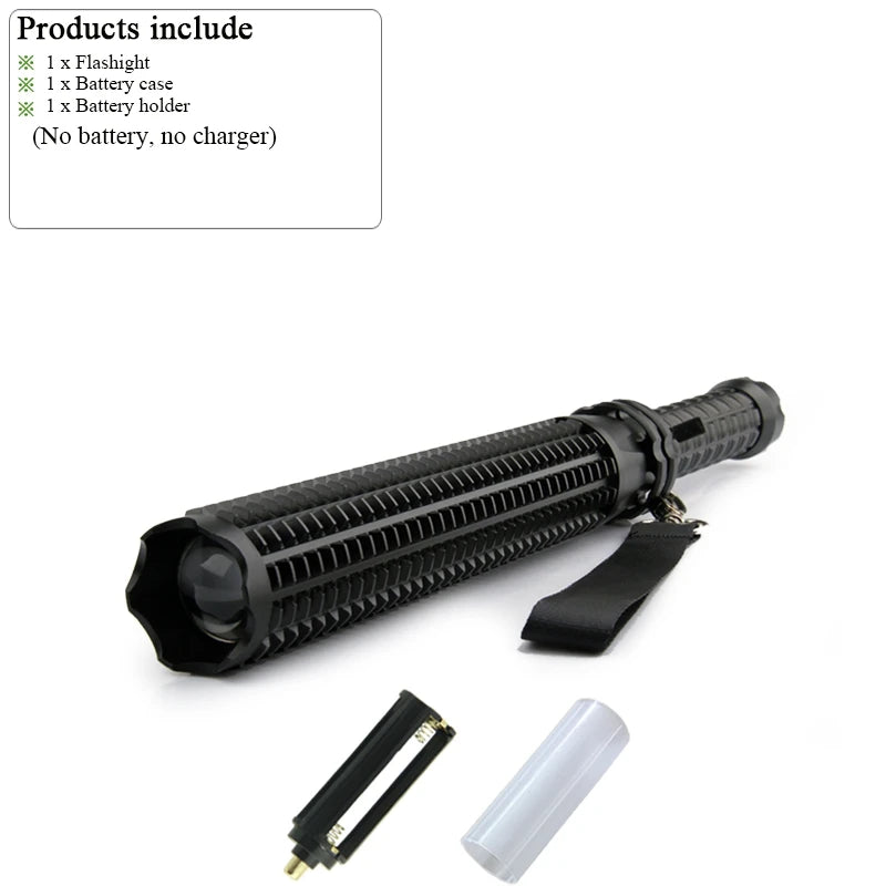 LED Flashlight Baseball Bat AluminumAlloy Focusable Zoomable Super Bright Self Defense Mace Light Tactical Baton Emergency Torch