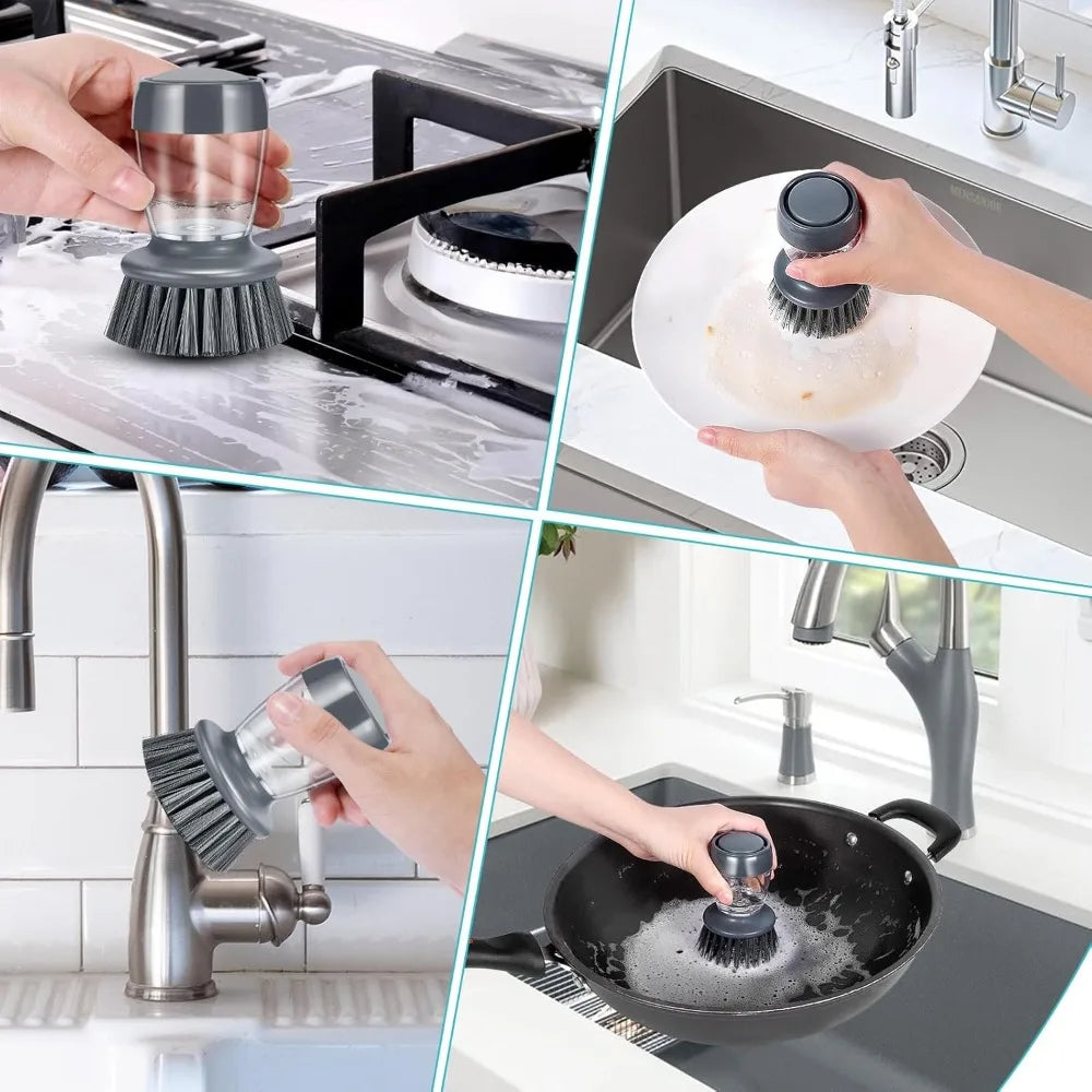 Soap Palm Brush Scrubber with Holder for Kitchen Sink Pot Pan Cleaning Dish Washing
