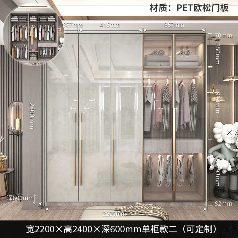Support Storage Wardrobes Glass Door Shelves Organizers Luxury Wardrobe Bedroom Storage ClothesCupboard Armoires Home Furniture