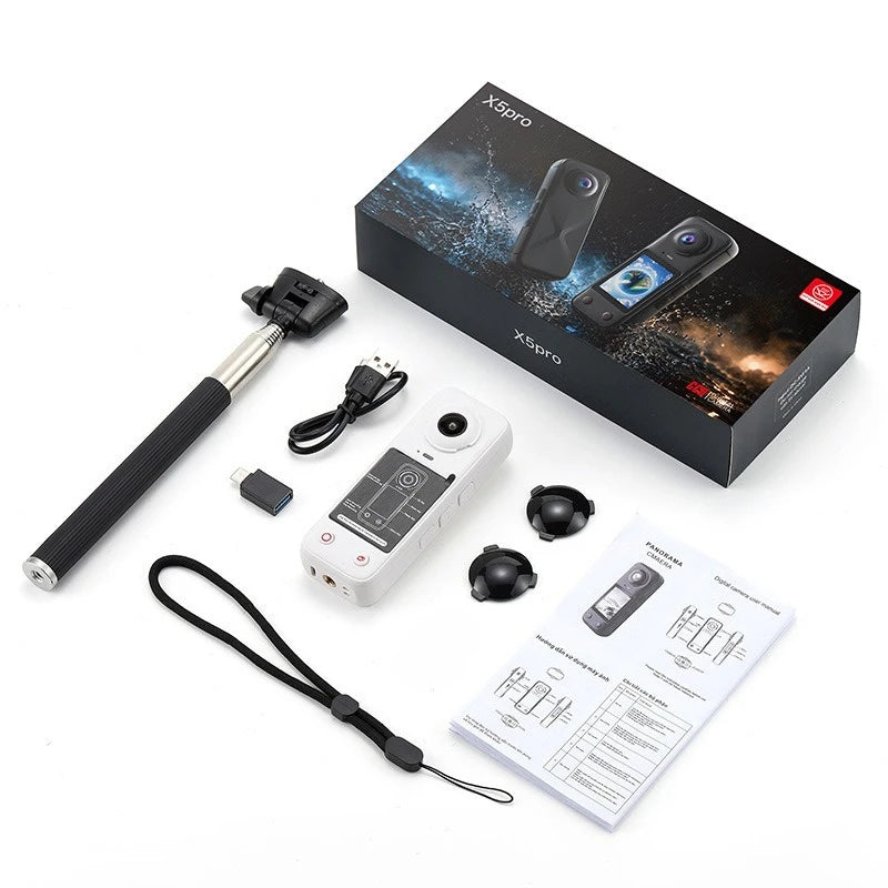 4K HD Panoramic Action Camera Front & Rear Dual Lens 200° Wide‑Angle 2.0'' Screen Handheld Camcorder Outdoor Sports Vlog Cameras