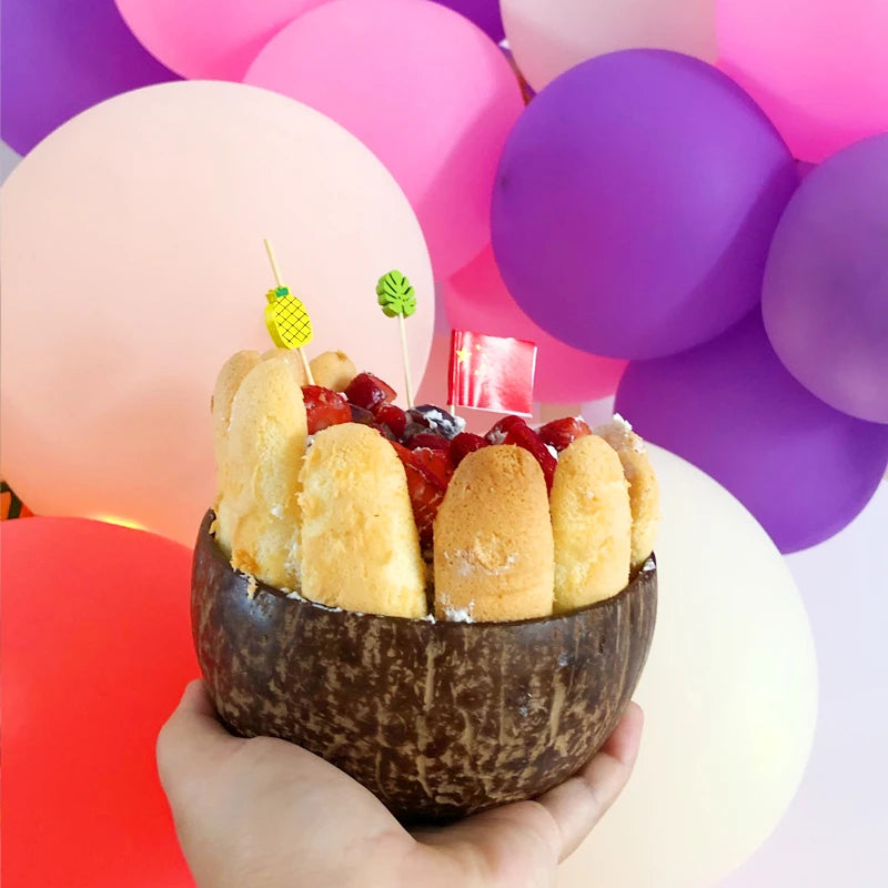 Personalized Name/ Logo Coconut Bowl Fruit Salad Noodle Rice Bowl Wooden Tableware Creative Coconut Shell Bowl Kitchen Set