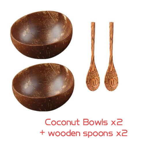 Personalized Name/ Logo Coconut Bowl Fruit Salad Noodle Rice Bowl Wooden Tableware Creative Coconut Shell Bowl Kitchen Set
