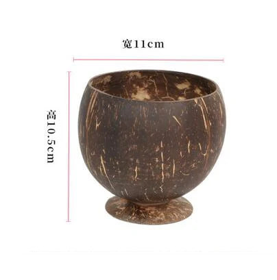 Personalized Name/ Logo Coconut Bowl Fruit Salad Noodle Rice Bowl Wooden Tableware Creative Coconut Shell Bowl Kitchen Set