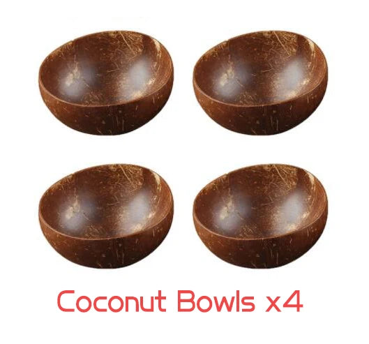 Personalized Name/ Logo Coconut Bowl Fruit Salad Noodle Rice Bowl Wooden Tableware Creative Coconut Shell Bowl Kitchen Set