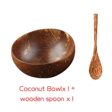 Personalized Name/ Logo Coconut Bowl Fruit Salad Noodle Rice Bowl Wooden Tableware Creative Coconut Shell Bowl Kitchen Set