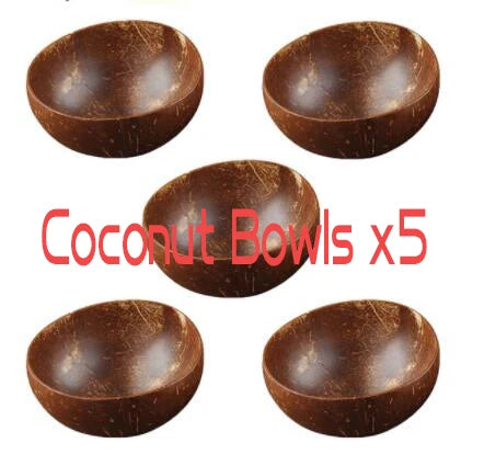 Personalized Name/ Logo Coconut Bowl Fruit Salad Noodle Rice Bowl Wooden Tableware Creative Coconut Shell Bowl Kitchen Set