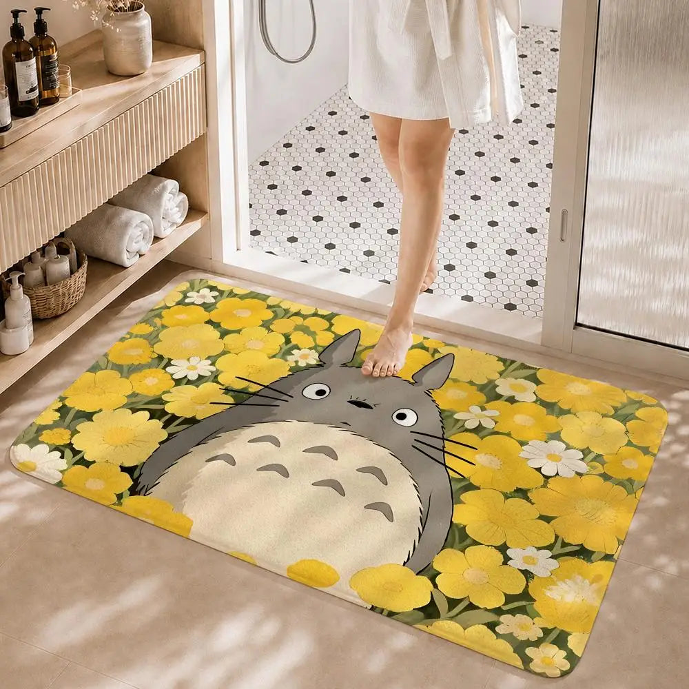 CARTOON Character T-TotoroS Floor Mat Non-Slip Absorbent Floor Mat Decorative Rug for Home Bathroom Bedroom Entryway