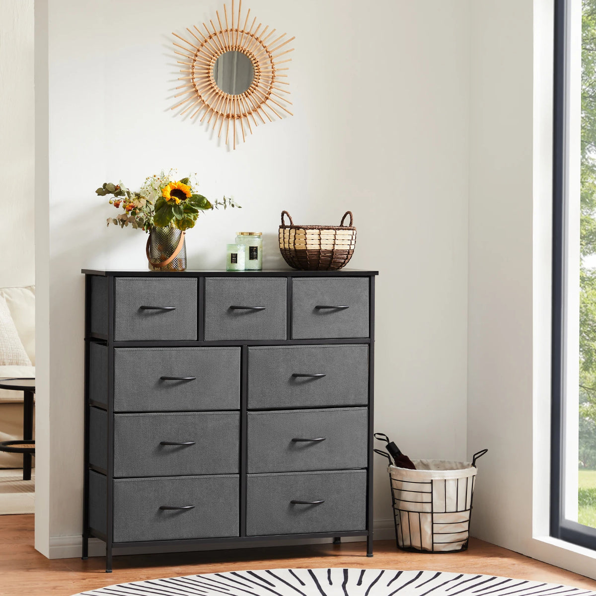JHK 9 Drawer Tall Dresser Bedroom Storage Cabinet Closet Organizer Chest of Drawers for Home Bedroom Closet