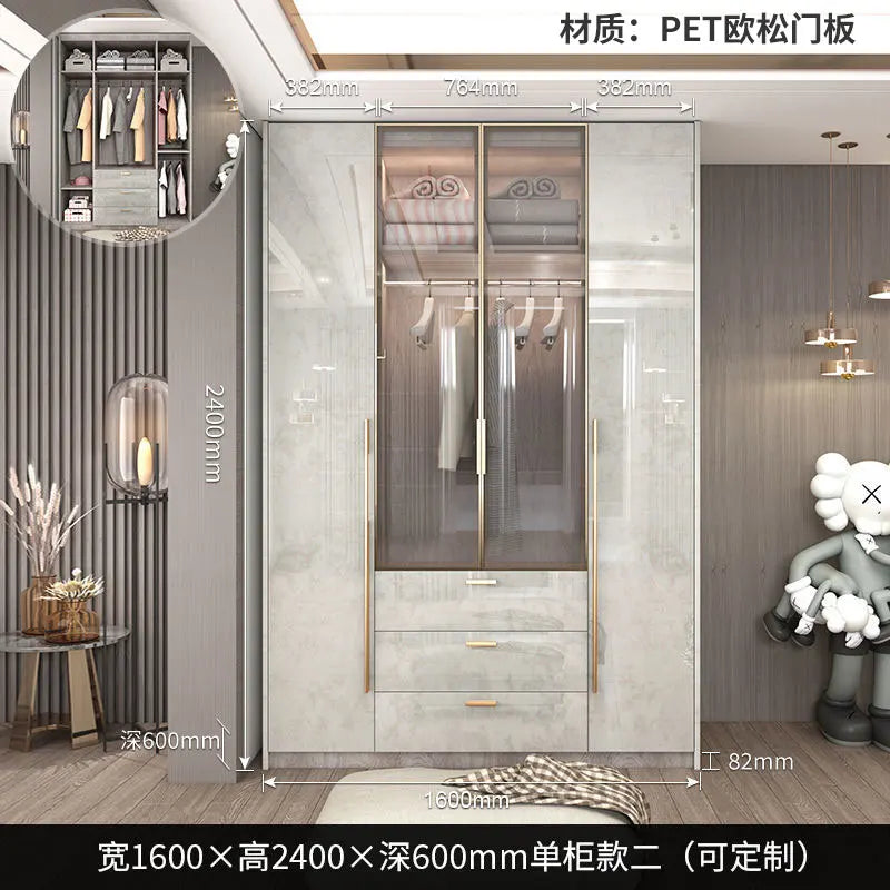 Support Storage Wardrobes Glass Door Shelves Organizers Luxury Wardrobe Bedroom Storage ClothesCupboard Armoires Home Furniture