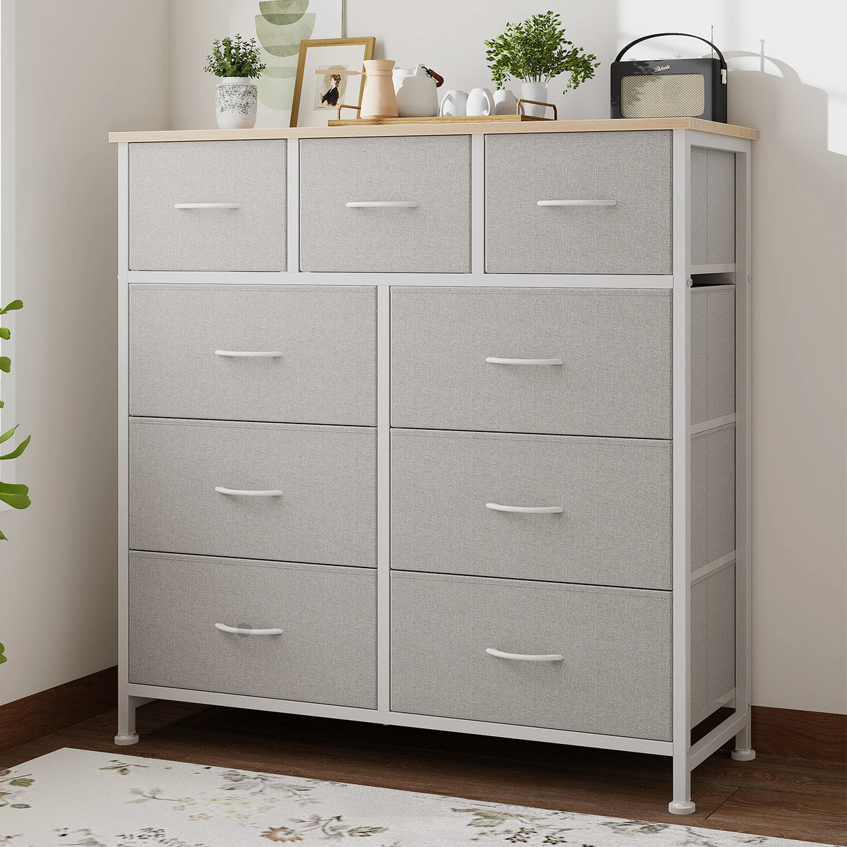 JHK 9 Drawer Tall Dresser Bedroom Storage Cabinet Closet Organizer Chest of Drawers for Home Bedroom Closet