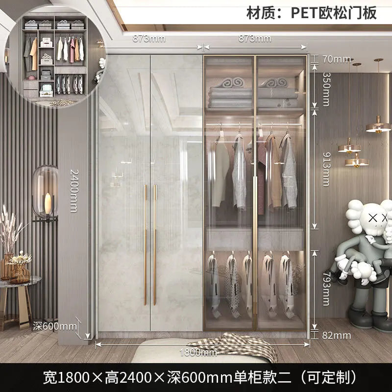 Support Storage Wardrobes Glass Door Shelves Organizers Luxury Wardrobe Bedroom Storage ClothesCupboard Armoires Home Furniture
