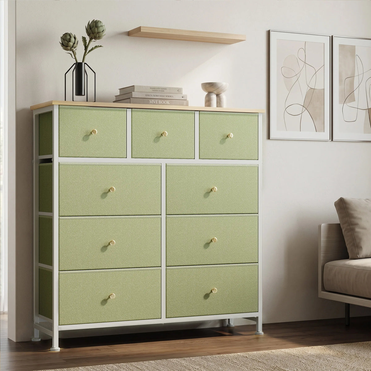 JHK 9 Drawer Tall Dresser Bedroom Storage Cabinet Closet Organizer Chest of Drawers for Home Bedroom Closet