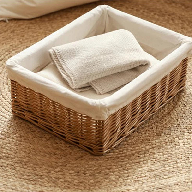 Rattan Baskets Wicker Basket Bathroom Laundry Basket Woven Straw Storage Basket Cloth Sundries Organizer Wardrobe Container Case