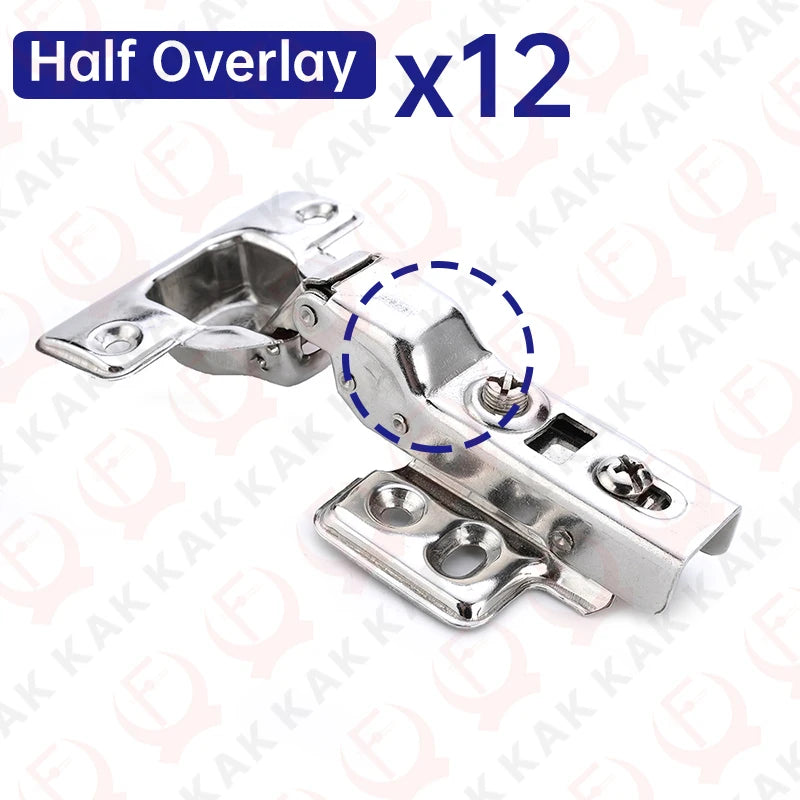 KAK 8 Pieces Stainless Steel Cabinet Hinges Soft Closing Hydraulic Door Hinge Damper Buffer Kitchen Cabinet Furniture Hardware