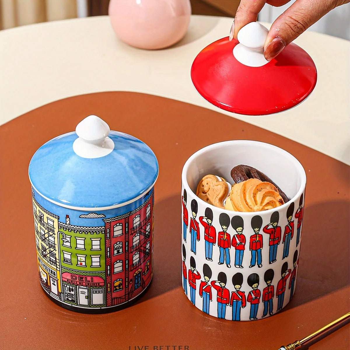Nordic Inspired Ceramic Storage Jar with Lid Kitchen Dining Container for Coffee Beans Tea Flour Sugar Bottle Kitchen Storage