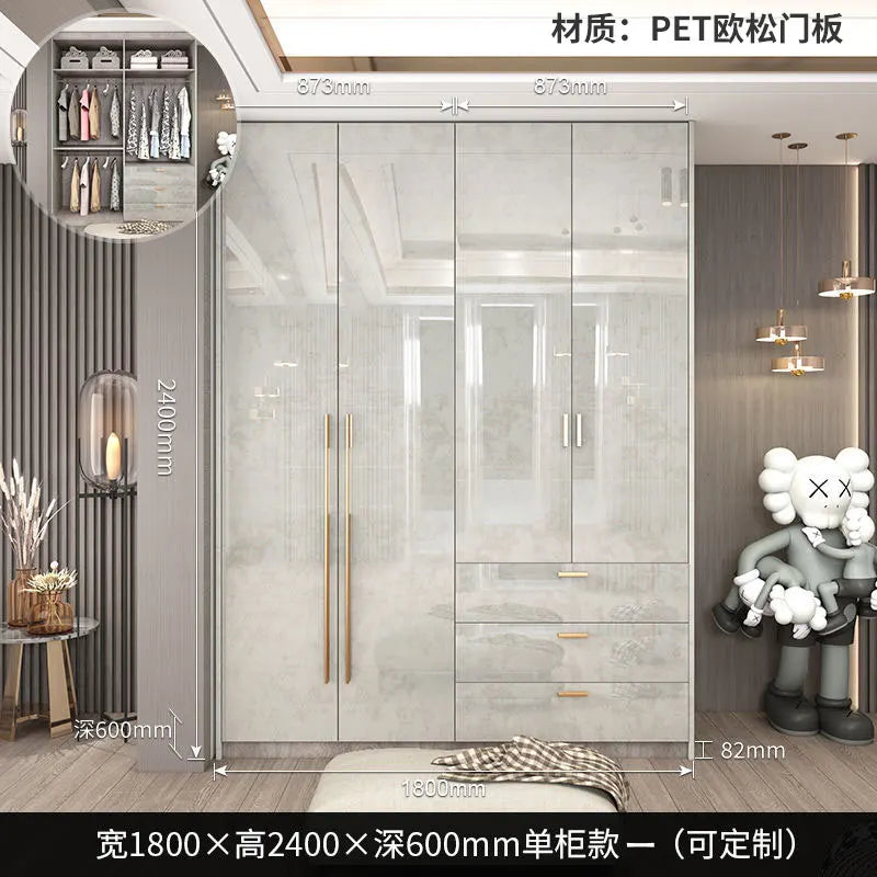 Support Storage Wardrobes Glass Door Shelves Organizers Luxury Wardrobe Bedroom Storage ClothesCupboard Armoires Home Furniture
