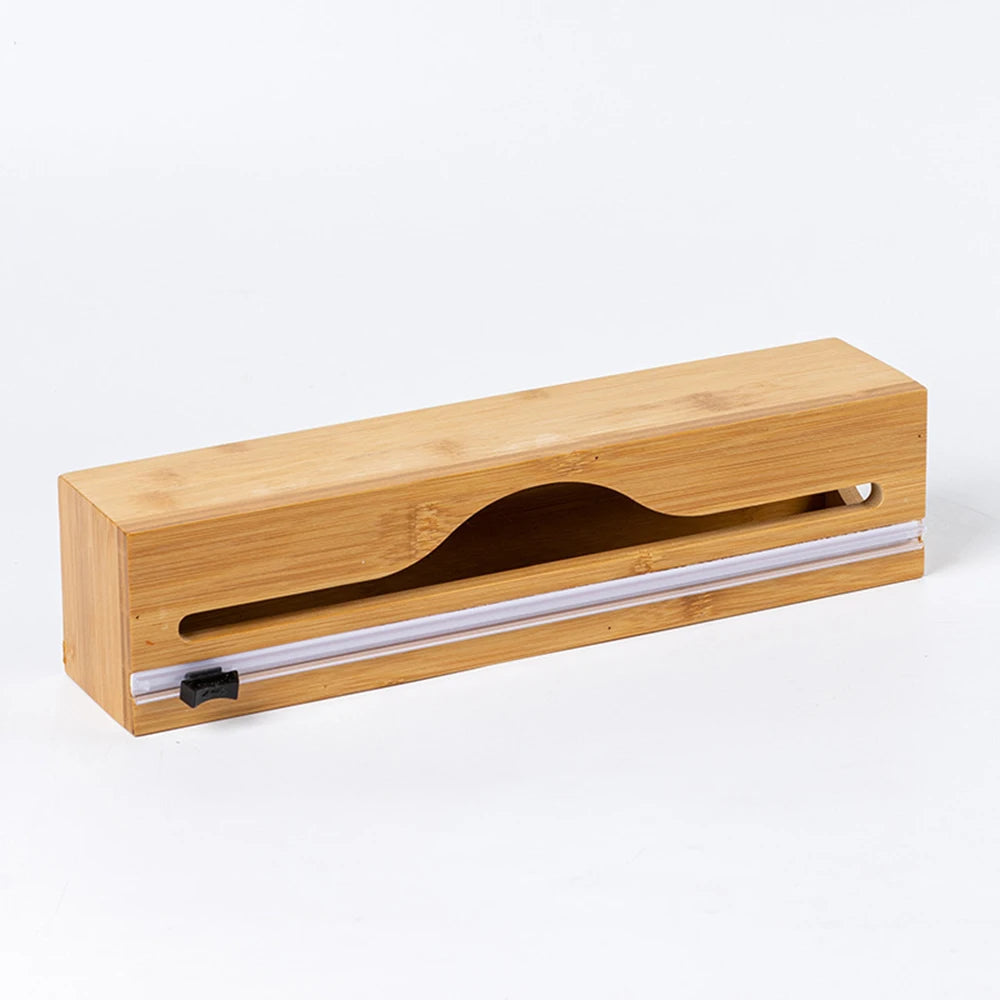 Plastic Wrap Dispenser with Cutter Wooden Organizer Kitchen Storage for Aluminum Foil, Plastic Wrap and Wax Paper, Fits 12" Roll