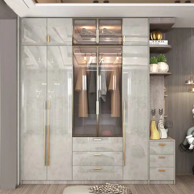 Support Storage Wardrobes Glass Door Shelves Organizers Luxury Wardrobe Bedroom Storage ClothesCupboard Armoires Home Furniture