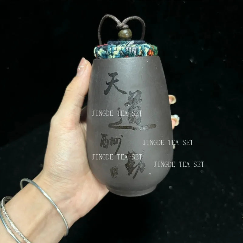 Chinese Purple Sand Small Tea Jar Home Tea Organizer Portable Coffee Sealed Canister Kitchen Storage Tank Customized Tea Caddy