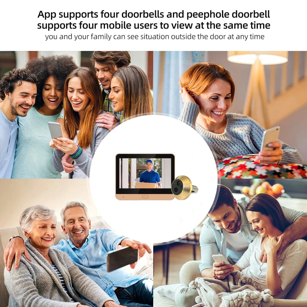 ICam365 Wireless Door Peephole Video Viewer with One-Way Audio 3MP 2.4G WiFi Home Security Camera with Screen for Home Safety