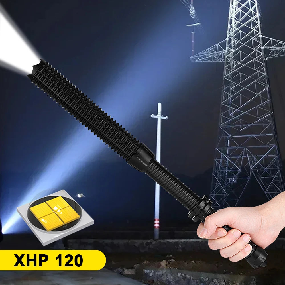 LED Flashlight Baseball Bat AluminumAlloy Focusable Zoomable Super Bright Self Defense Mace Light Tactical Baton Emergency Torch