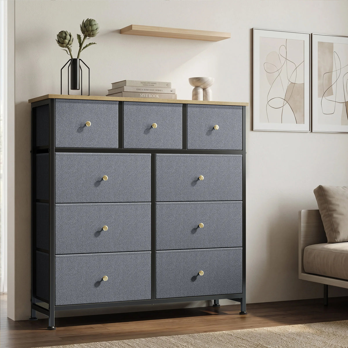 JHK 9 Drawer Tall Dresser Bedroom Storage Cabinet Closet Organizer Chest of Drawers for Home Bedroom Closet