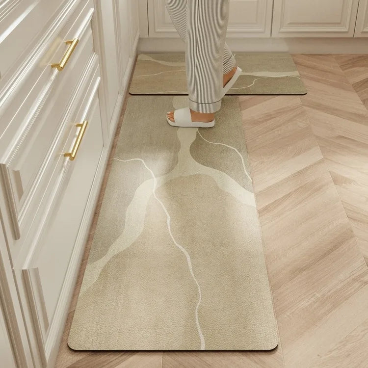 Carpet for Kitchen Waterproof Floor Mat Beige Carpets Pvc Leather Non-slip Oil-proof Long Foot Mats Home Decoration Rug Balcony