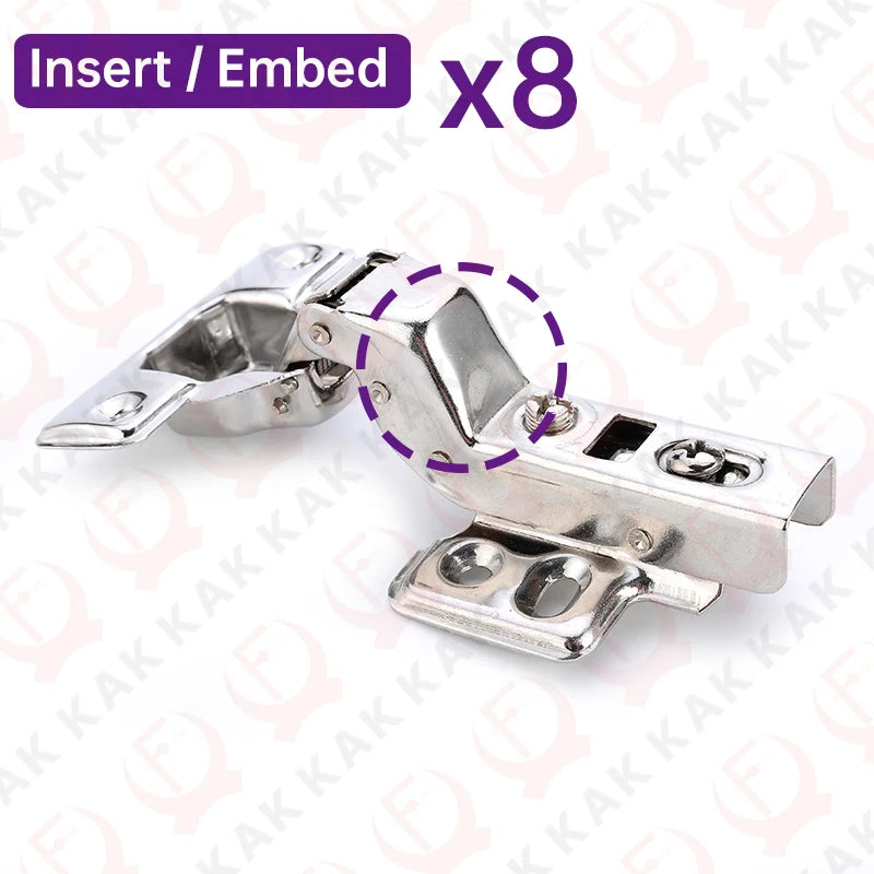 KAK 8 Pieces Stainless Steel Cabinet Hinges Soft Closing Hydraulic Door Hinge Damper Buffer Kitchen Cabinet Furniture Hardware