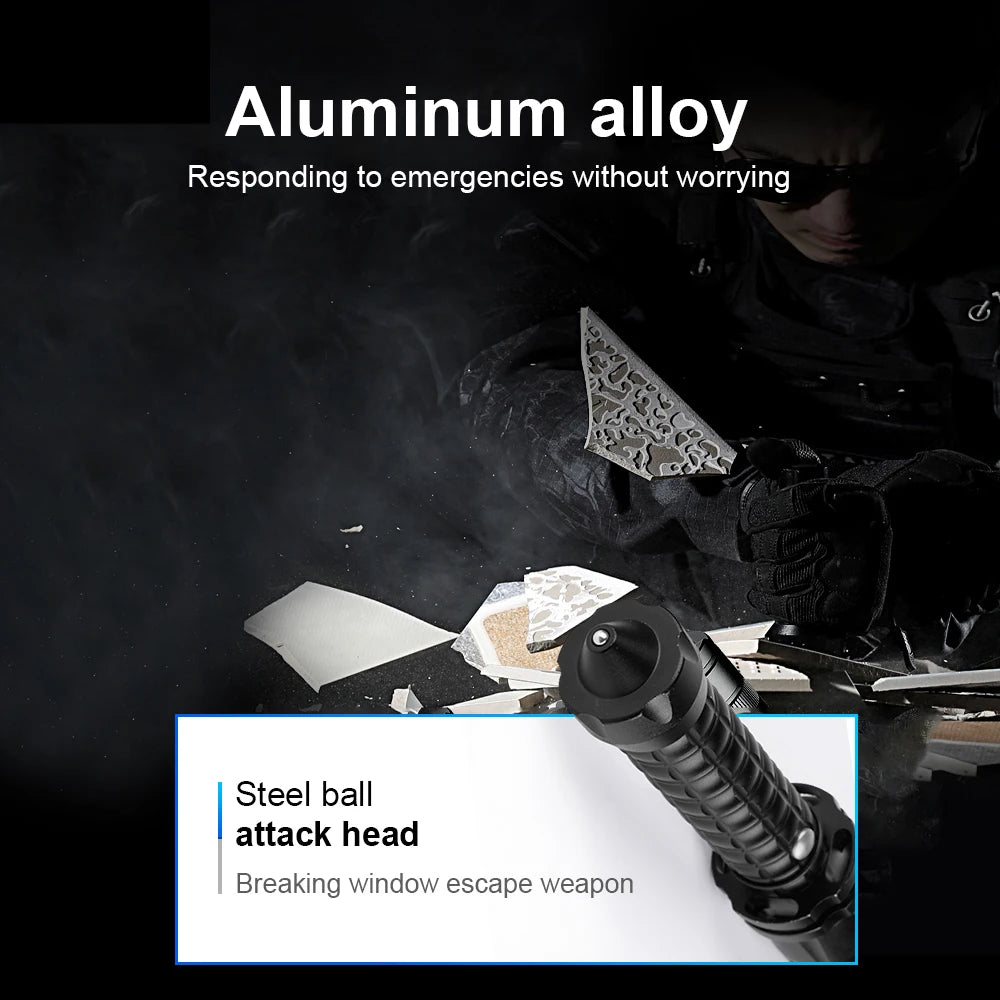 LED Flashlight Baseball Bat AluminumAlloy Focusable Zoomable Super Bright Self Defense Mace Light Tactical Baton Emergency Torch