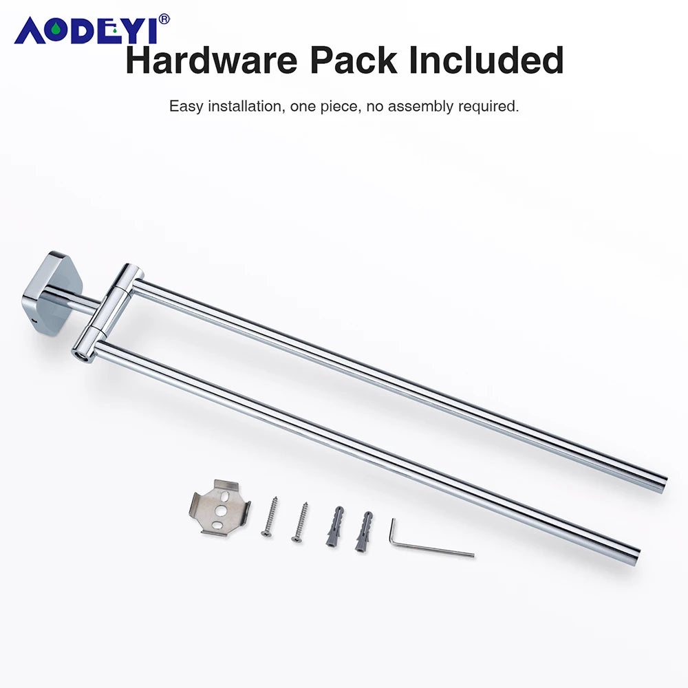 Movable Towel Rack Hanger Swivel Holder Wall Bar Stainless Steel Bathroom Shelf Kitchen Storage Black/Gunmetal/Brushed /Chrome