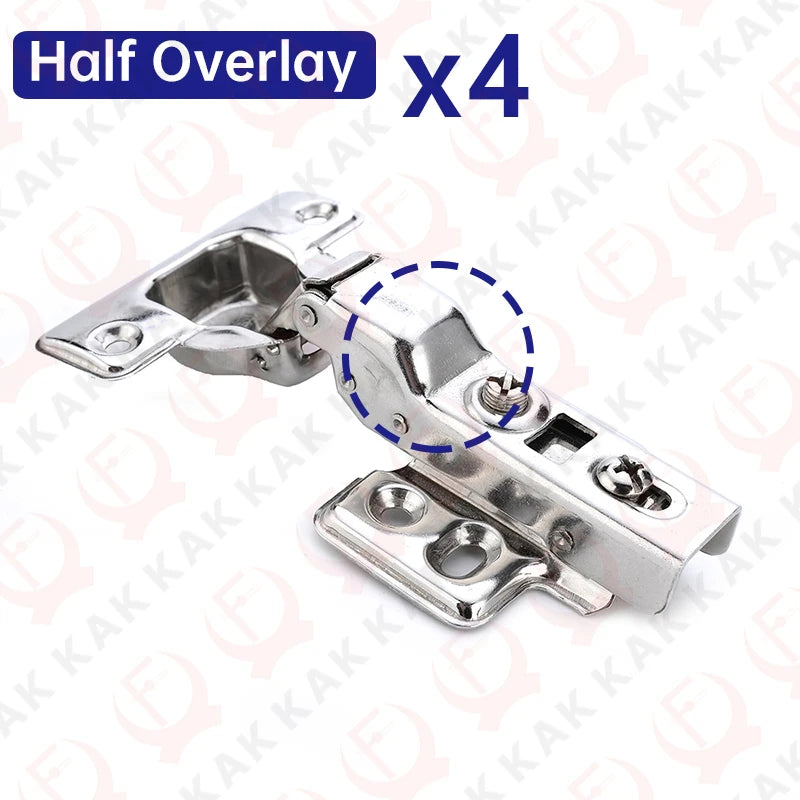 KAK 8 Pieces Stainless Steel Cabinet Hinges Soft Closing Hydraulic Door Hinge Damper Buffer Kitchen Cabinet Furniture Hardware