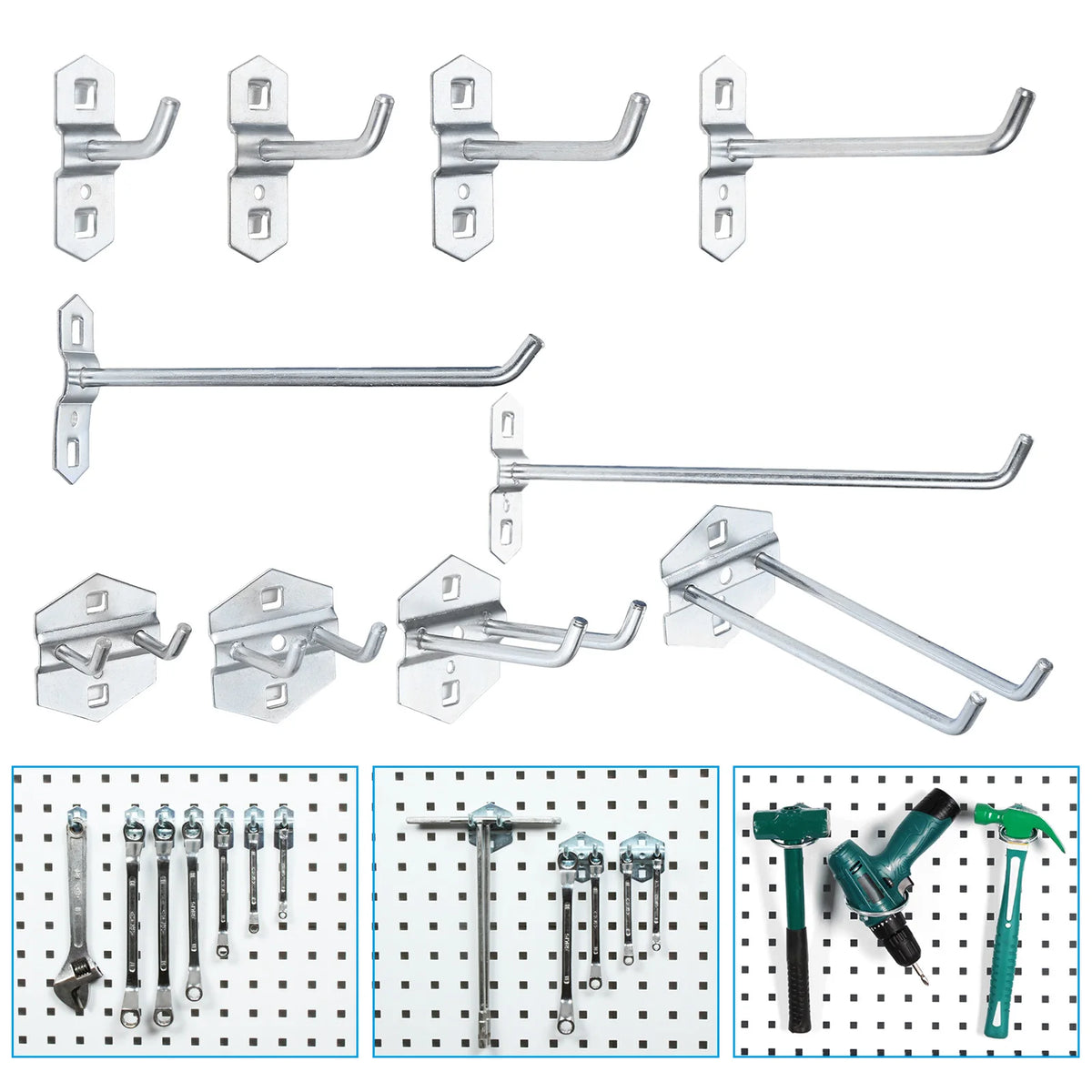 Multi-function Wall Mounted Hook Hanger Heavy Duty Garage Storage Utility Hooks Tool Holder for Pegboard Storage Hanging Holder