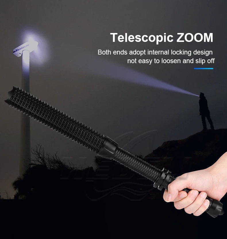 LED Flashlight Baseball Bat AluminumAlloy Focusable Zoomable Super Bright Self Defense Mace Light Tactical Baton Emergency Torch