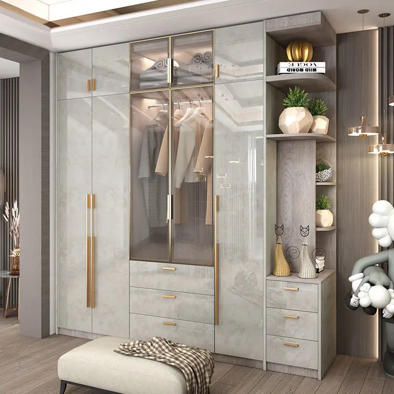 Support Storage Wardrobes Glass Door Shelves Organizers Luxury Wardrobe Bedroom Storage ClothesCupboard Armoires Home Furniture