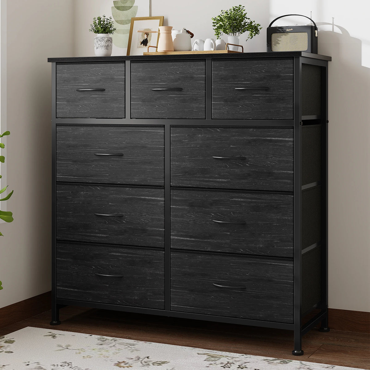 JHK 9 Drawer Tall Dresser Bedroom Storage Cabinet Closet Organizer Chest of Drawers for Home Bedroom Closet