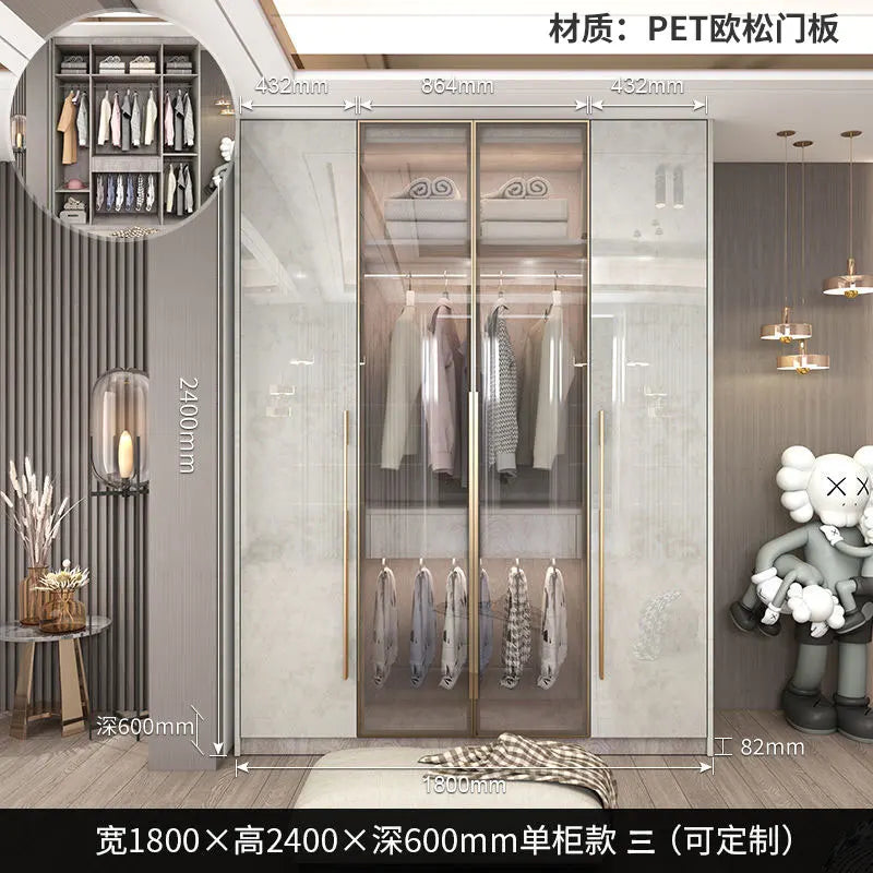 Support Storage Wardrobes Glass Door Shelves Organizers Luxury Wardrobe Bedroom Storage ClothesCupboard Armoires Home Furniture