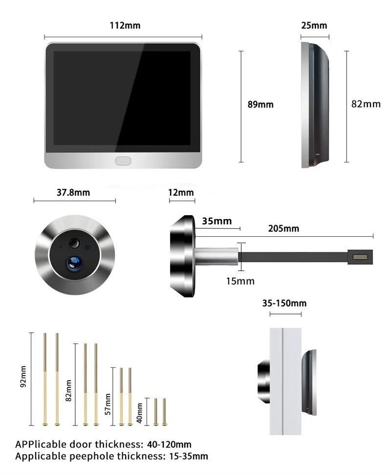 ICam365 Wireless Door Peephole Video Viewer with One-Way Audio 3MP 2.4G WiFi Home Security Camera with Screen for Home Safety