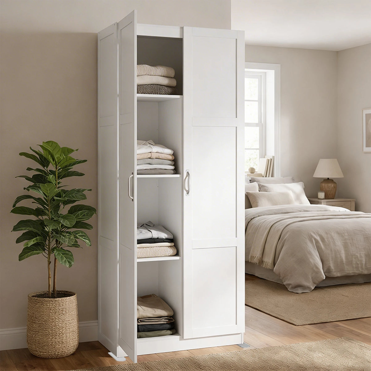 JHK 71IN Wooden Living Room Storage Cabinet Large Capacity Organizer Storage Unit for CD Blankets and Books Suitable for Home Office and Study Rooms