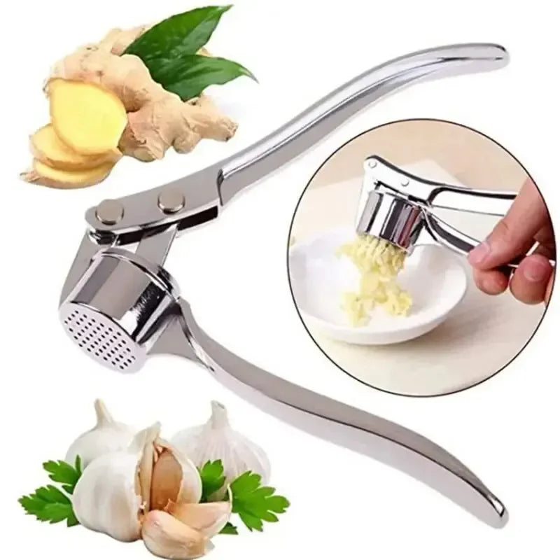 Garlic Press Zinc Alloy & Stainless Steel Anti-Skid Thickened Garlic Clip, Multifunctional Manual Pull Garlic Mincer, Handheld Garlic Squeezer for Kitchen Cooking