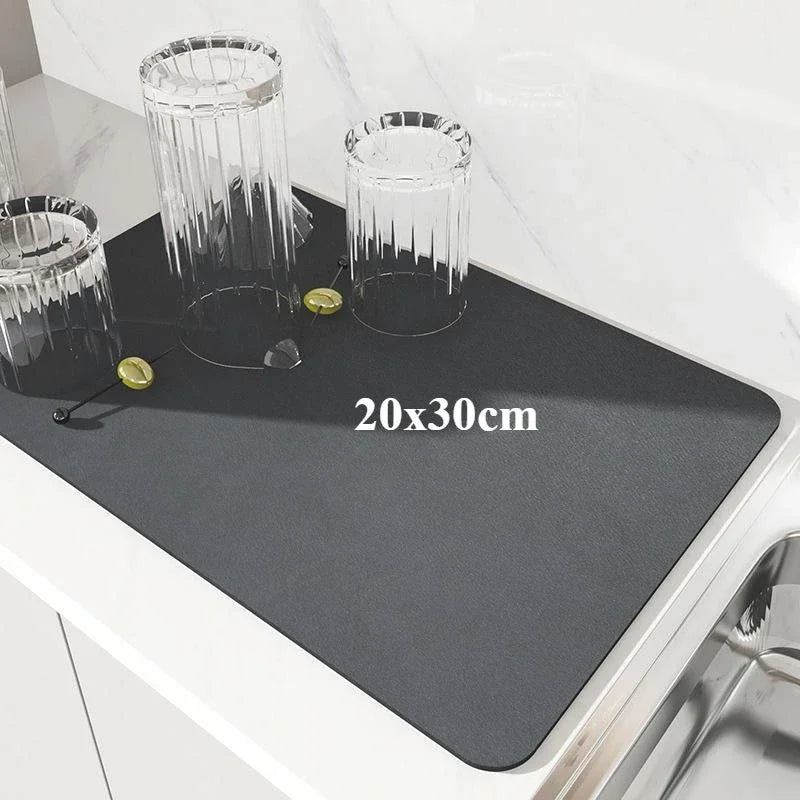 Non-Slip Rubber Sole Coffee Mat Dish Drying Mat Super Absorbent Hide Stain Kitchen Countertop Coffee Bar Pot Cup Mat Easy Clean