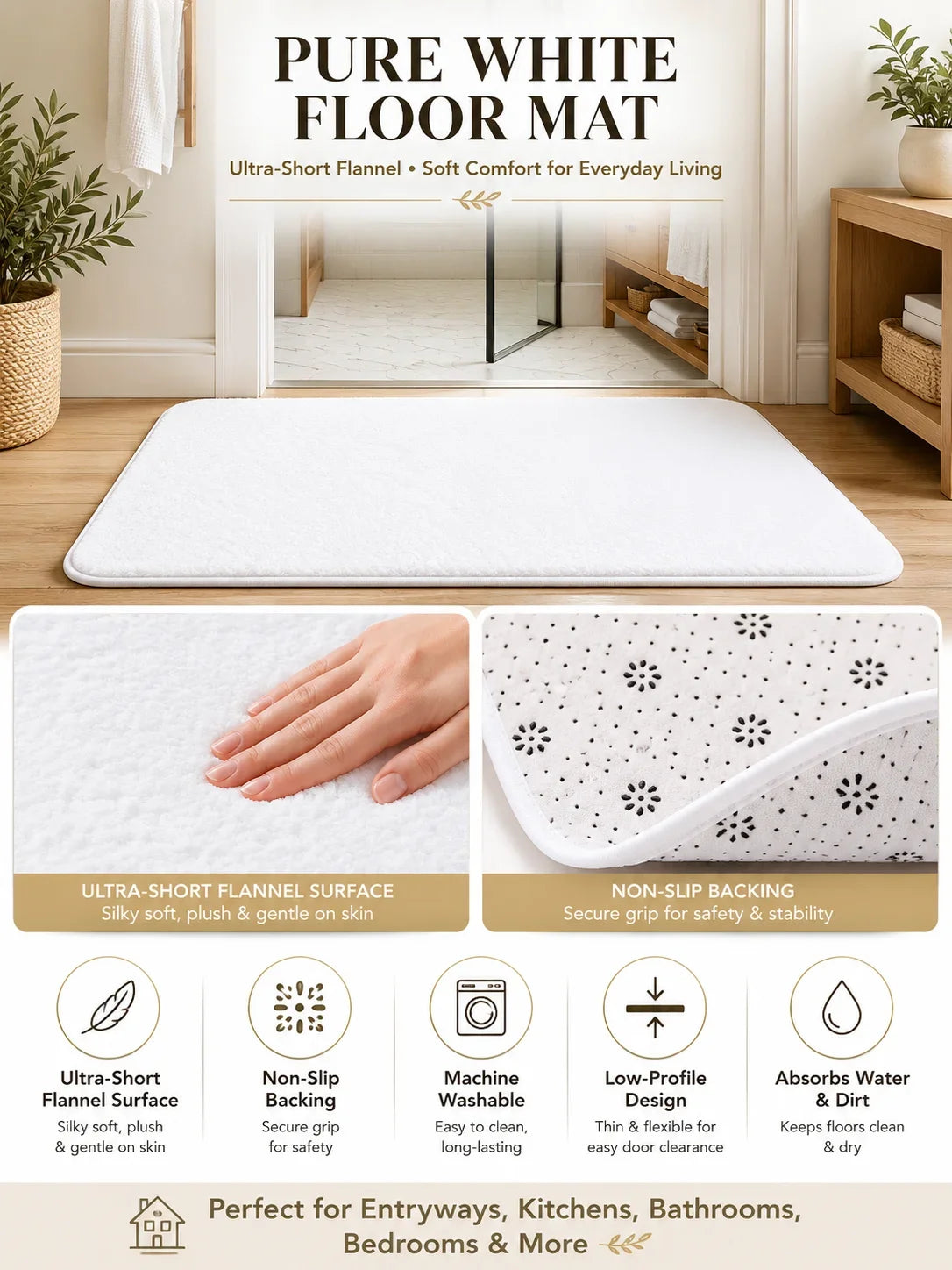 CARTOON Character T-TotoroS Floor Mat Non-Slip Absorbent Floor Mat Decorative Rug for Home Bathroom Bedroom Entryway