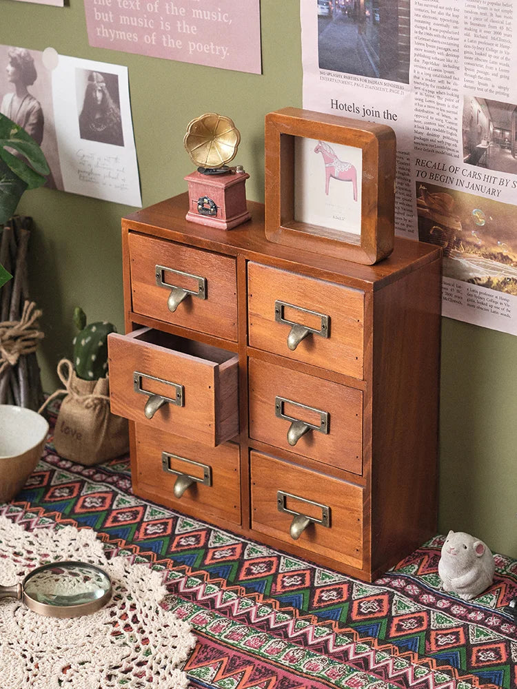 Wooden Desktop Organizer Box Drawer Style Office Living Room Storage Box Creative Key Holder Bedroom Organization Tool