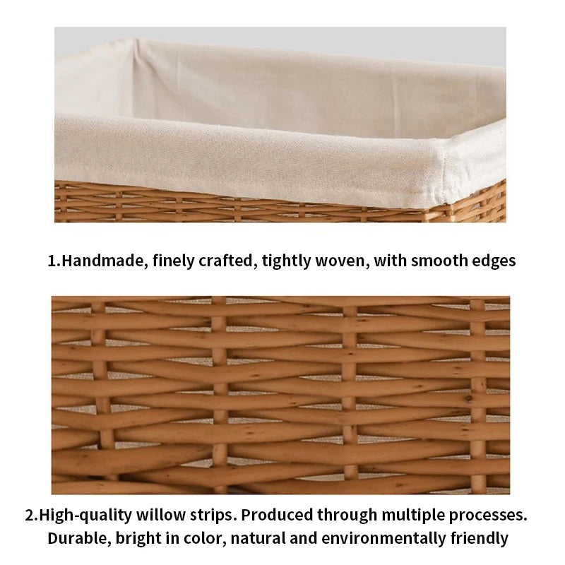 Rattan Baskets Wicker Basket Bathroom Laundry Basket Woven Straw Storage Basket Cloth Sundries Organizer Wardrobe Container Case