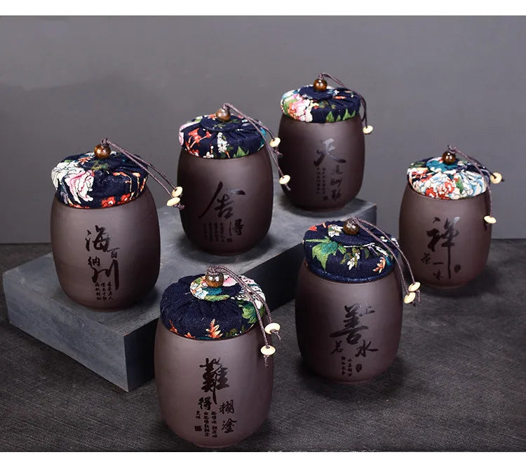 Chinese Purple Sand Small Tea Jar Home Tea Organizer Portable Coffee Sealed Canister Kitchen Storage Tank Customized Tea Caddy