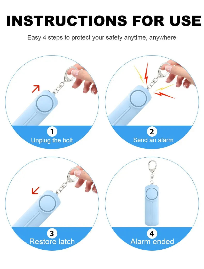 Personal Security Alarm Self Defense 130dB Loud Keychain Portable Safety Anti-satyr For Women Child Elder Girl Emergency Alarm