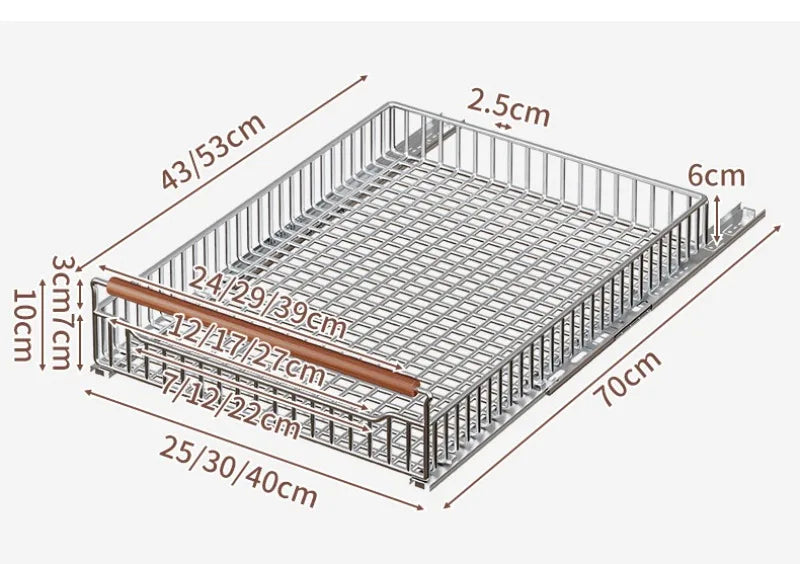 Stainless Steel Jeans Closet Bag Organization Bedroom Storage Rack Box Pull Out Kitchen Storage Large Capacity Undertable Drawer