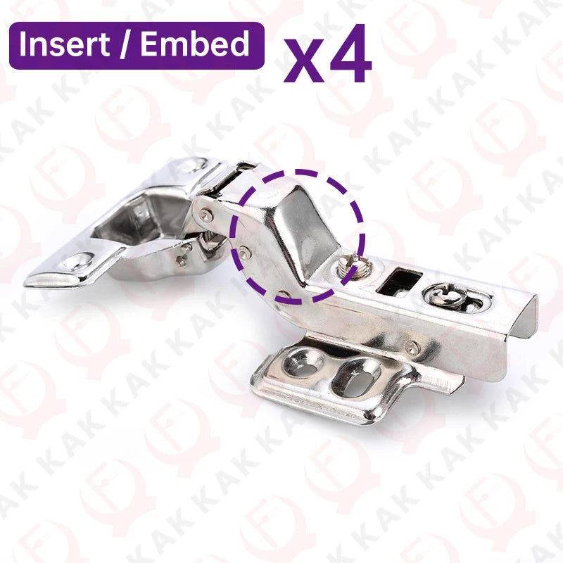 KAK 8 Pieces Stainless Steel Cabinet Hinges Soft Closing Hydraulic Door Hinge Damper Buffer Kitchen Cabinet Furniture Hardware