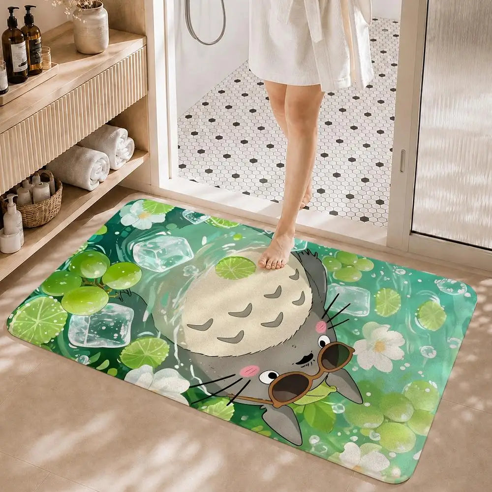 CARTOON Character T-TotoroS Floor Mat Non-Slip Absorbent Floor Mat Decorative Rug for Home Bathroom Bedroom Entryway