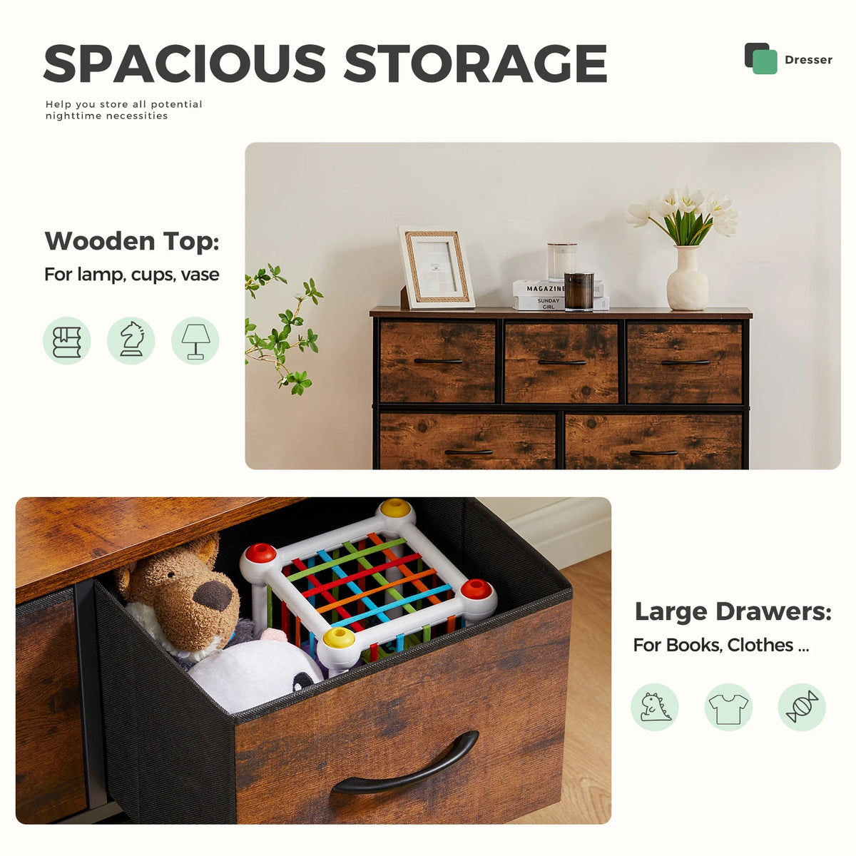 MCQ 7 Drawers Fabric Cabinet Living Room Storage Closet Chest of Dresser Tables Nightstand Display Storage For Home Furniture